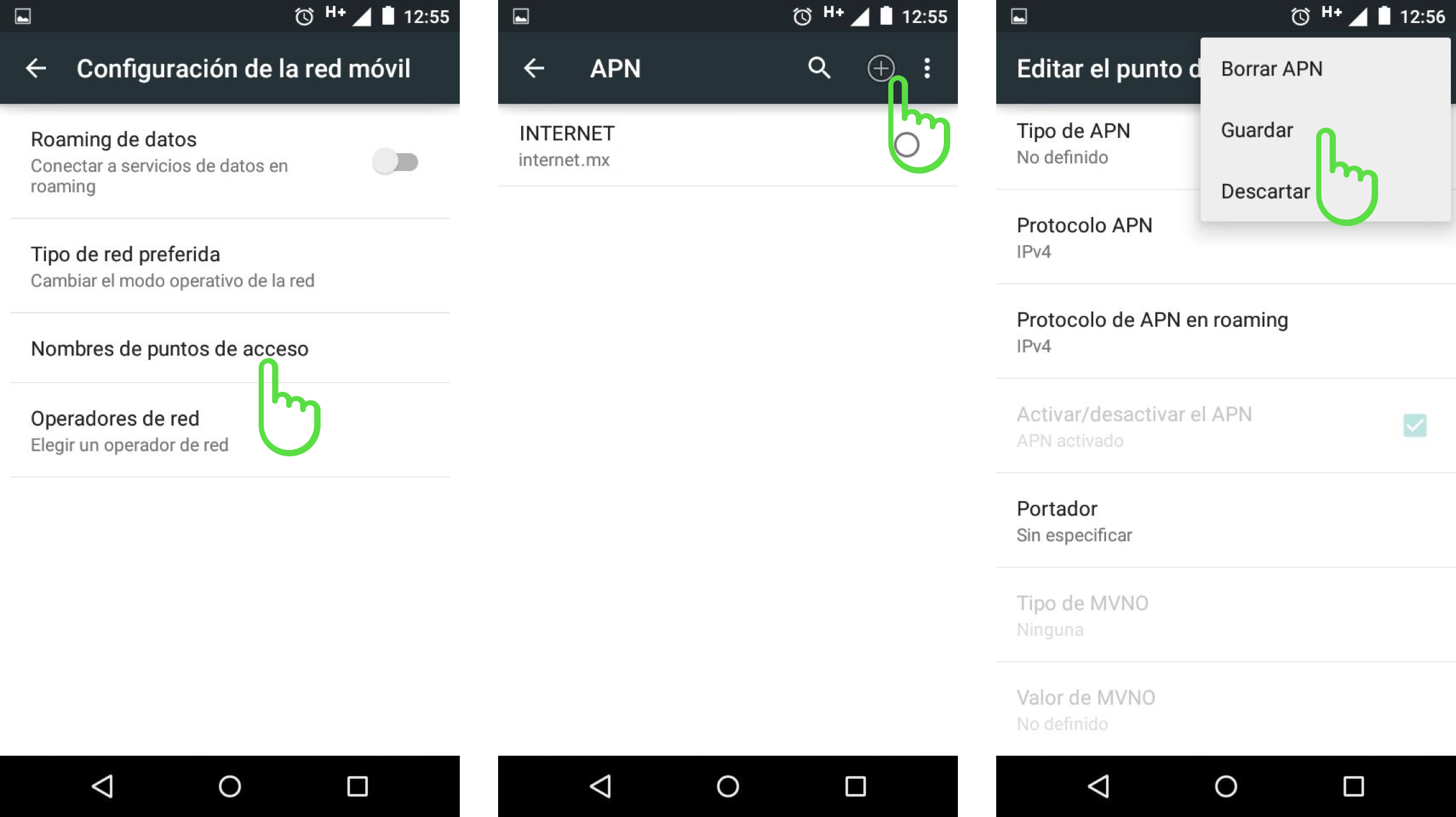 Imagén configuración APN en Android