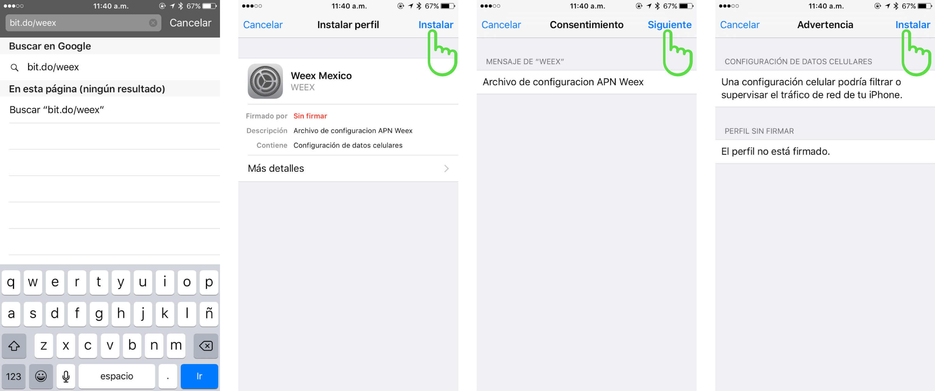 Imagen configuración perfil en iOS